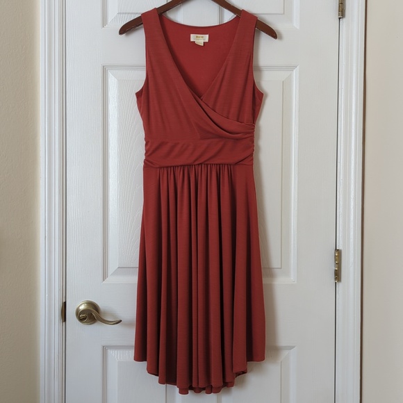 Anthropologie Dresses & Skirts - Maeve by Anthropologie Nora Textured Sleeveless Faux Wrap A-line Dress Rust XS